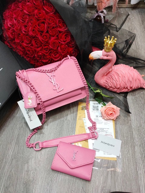 Túi đeo chéo logo cùng màu kèm ví size 22 fullbox