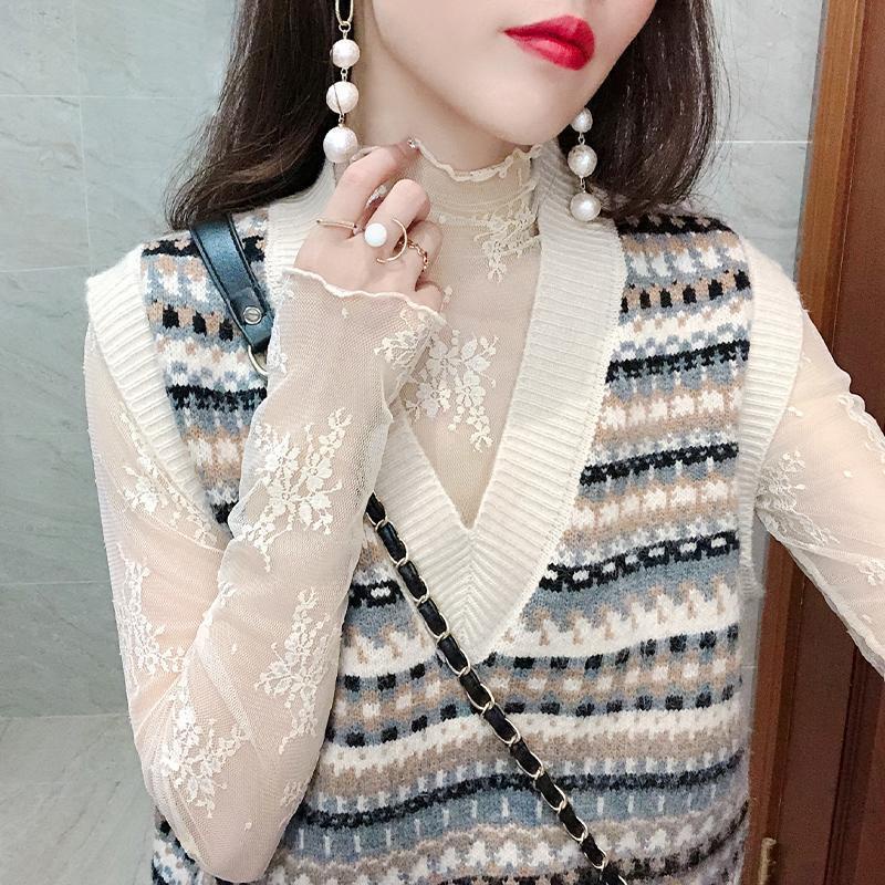 Áo ren cổ cao thời trang xinh xắn quyến rũ cho nữ