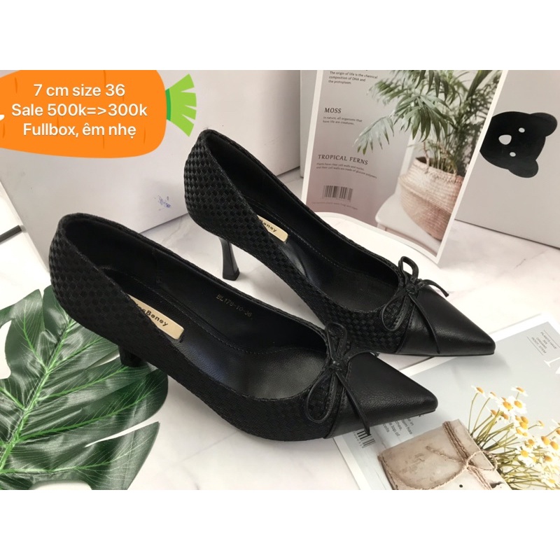 giầy 7cm mũi nhọn, gót chống xước