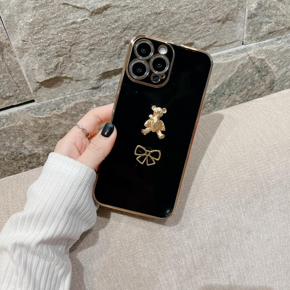 ốp lưng iphone VIỀN SI ĐEN GẤU VÀNG NÓ KIM LOẠI 7plus/8/8plus/x/xs/xs max/11/11 pro/11 promax/13/13pro/13promax13promax