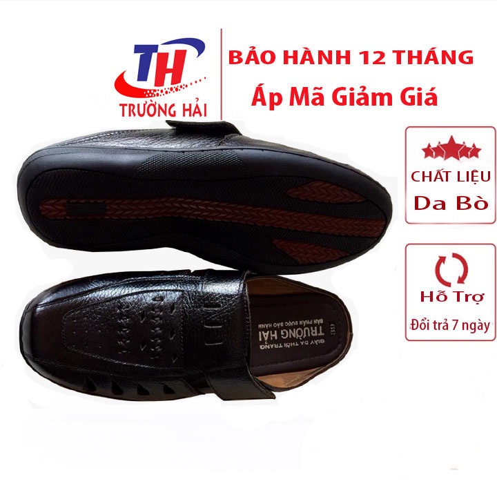 Giày sục nam đục lỗ thoáng khí Da Bò Màu vàng Trường Hải Đế May chắc chắn SN136