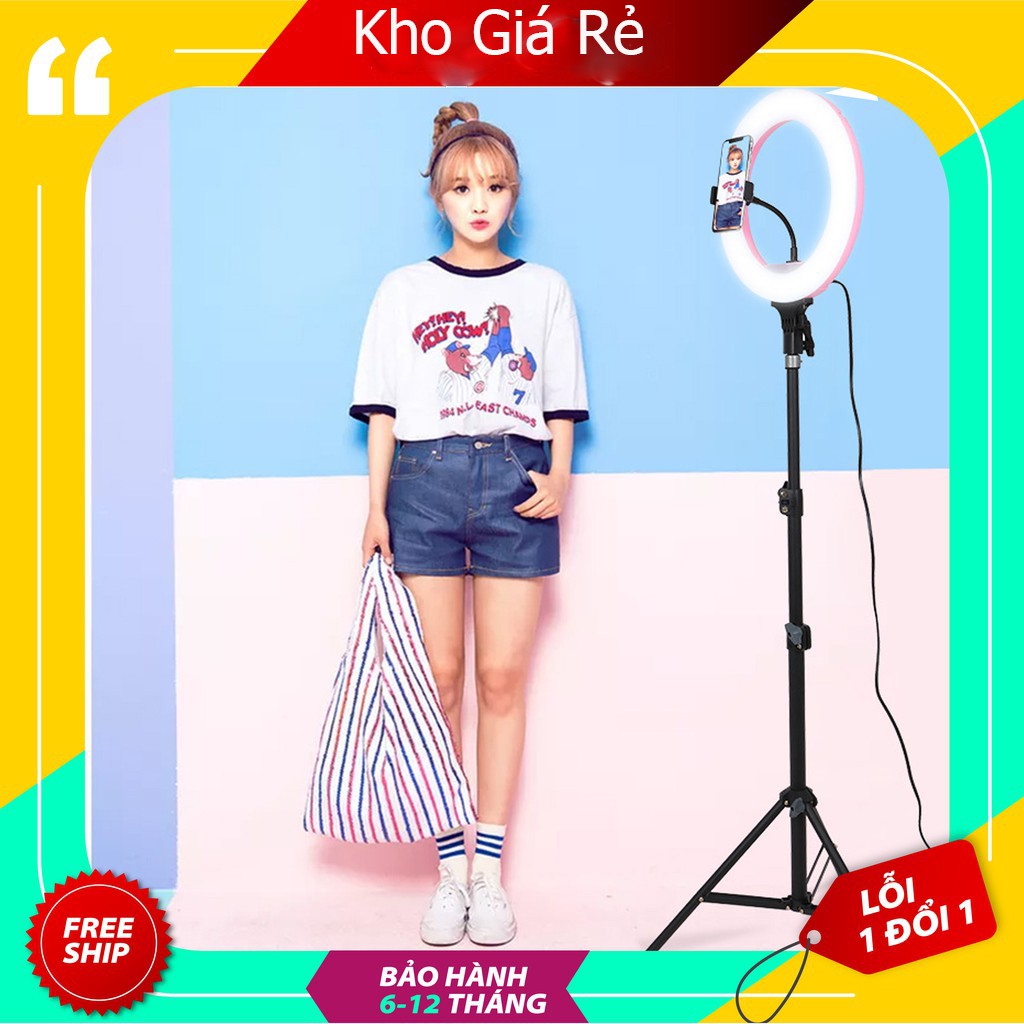 Đèn Livestream 33cm tặng kèm chân đèn cao 2m và kẹp điện thoại . Hỗ trợ livestream bán hàng, makeup, chụp ảnh