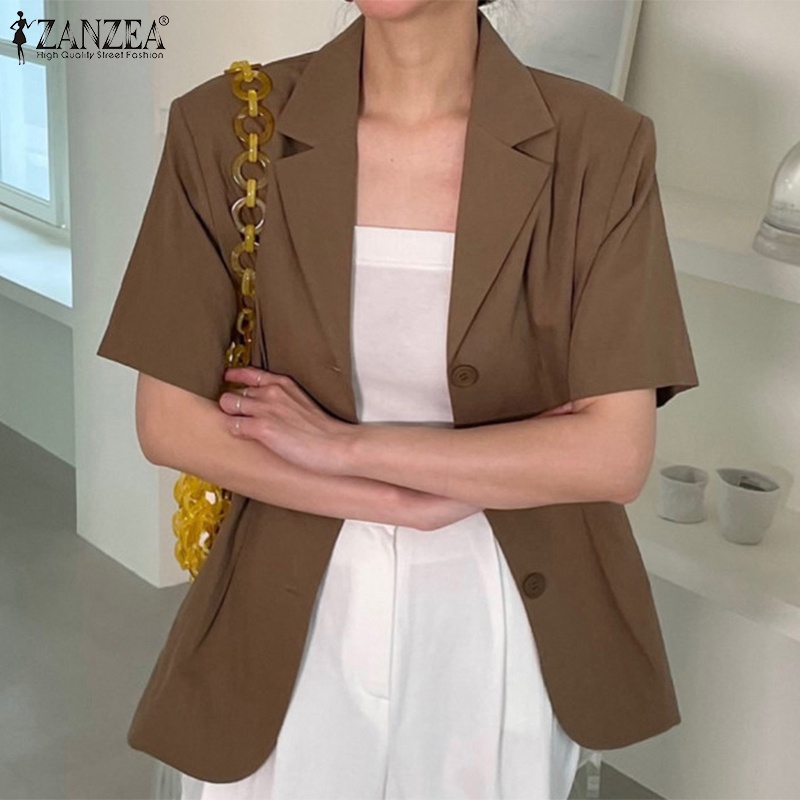 Áo khoác blazer Zanzea tay ngắn thời trang Hàn Quốc tùy chọn màu sắc