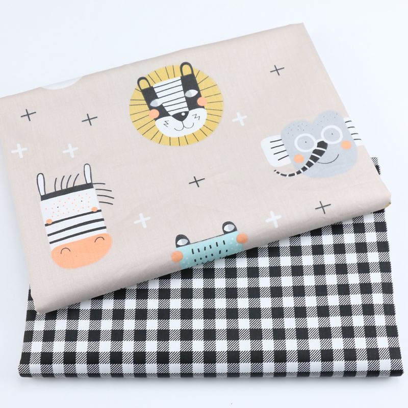 Set 2 Tấm Vải cotton 50cm * 160cm Và 50cm * 80cm In Họa Tiết Động Vật Hoạt Hình Trang Trí Giường Ngủ Trẻ Em diy