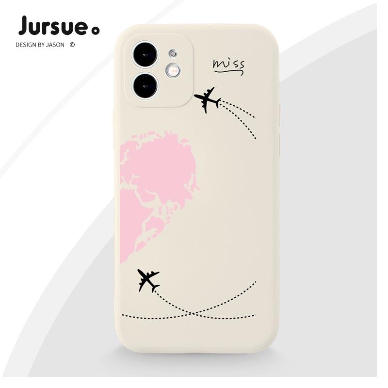 Ốp điện thoại JURSUE viền vuông chủ đề cặp đôi cho iPhone 13 12 11 Pro Max SE 2020 X XR XS ip 8 7 6 6S Plus kute 9057A | BigBuy360 - bigbuy360.vn