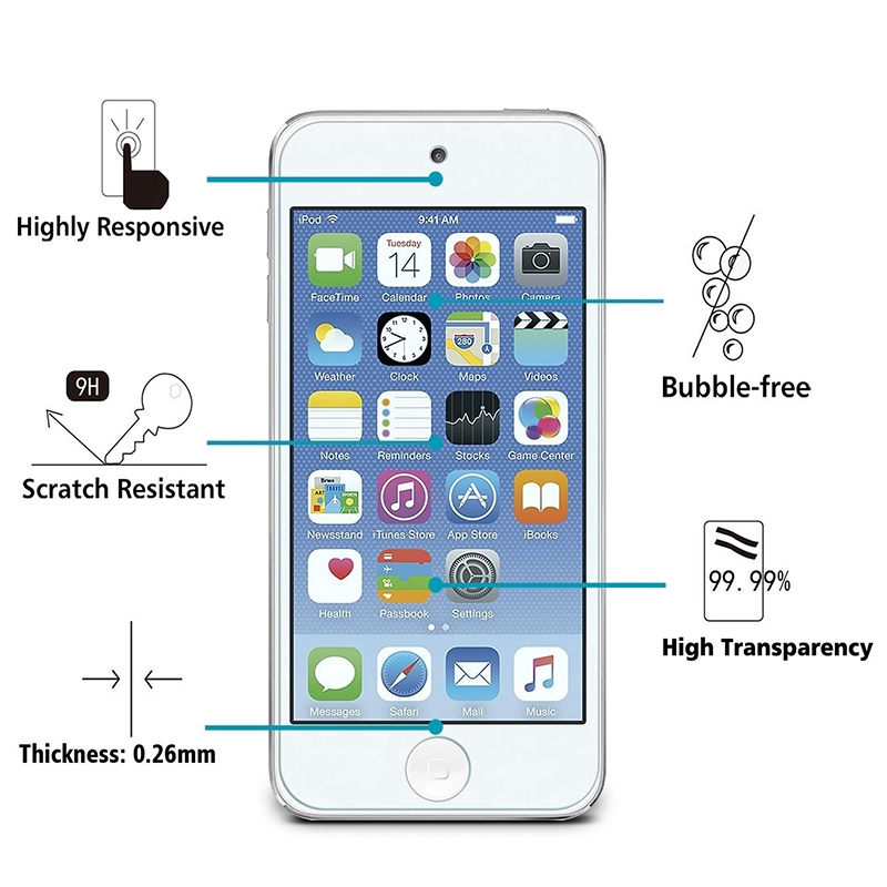 Set 2 kính cường lực 9H bảo vệ màn hình thích hợp cho Apple iPod Touch 6 / 7