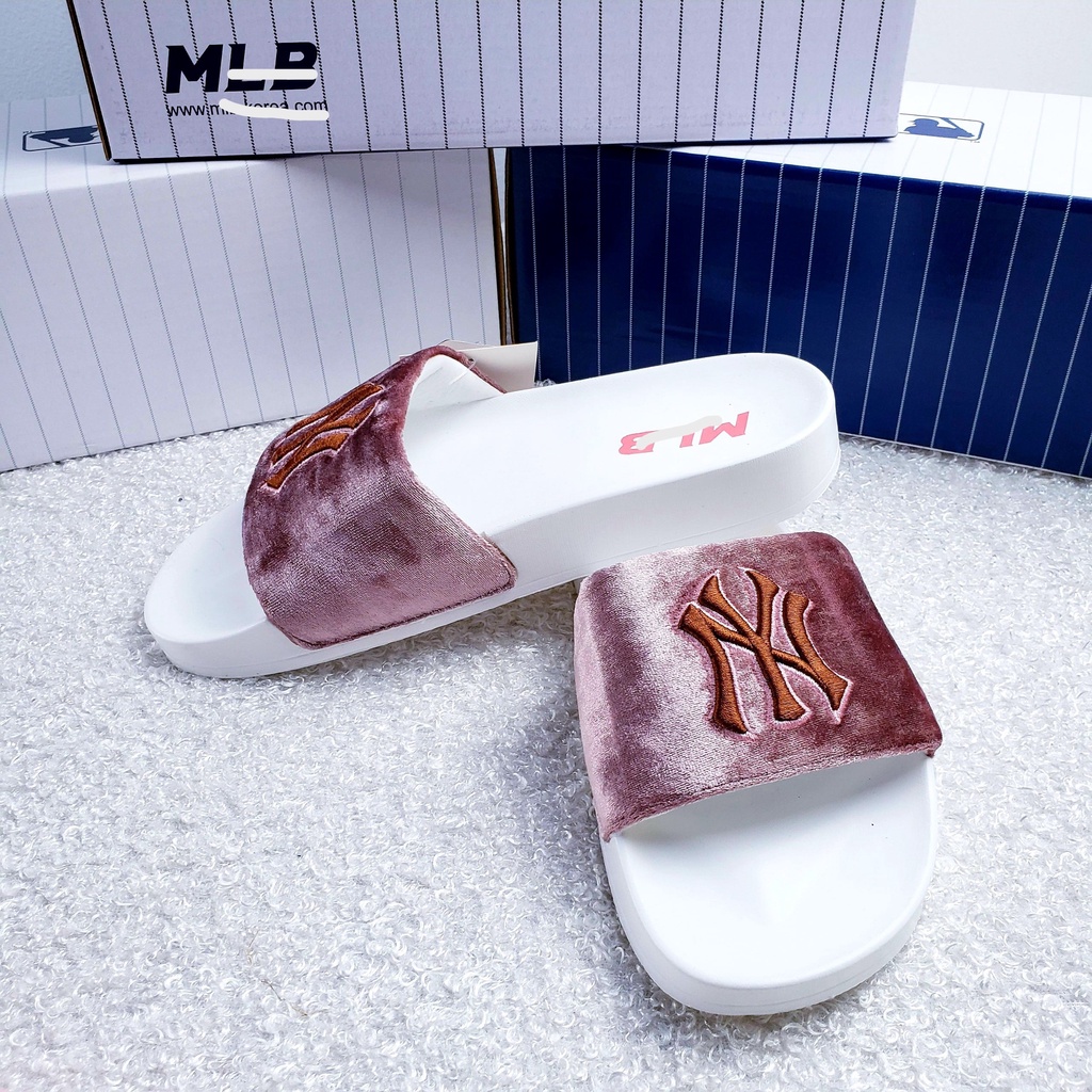 Dép 𝐌𝐋𝐁 quai nhung chữ thêu nổi êm chân