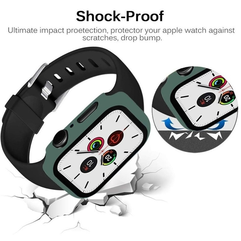 Vỏ bọc bảo vệ màn hình đồng hồ thông minh kính cường lực thích hợp cho Apple Watch SE 6 5 4 3 2 1 38 40 42mm