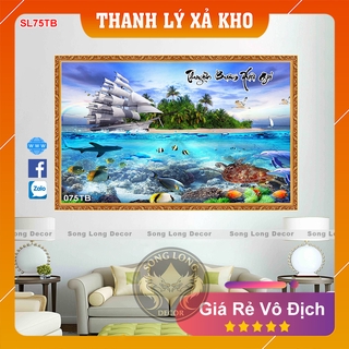 Tranh Dán Tường Thuận Buồm Xuôi Gió- SL75TB- Tranh 3d Phong Thủy - Song Long Decor