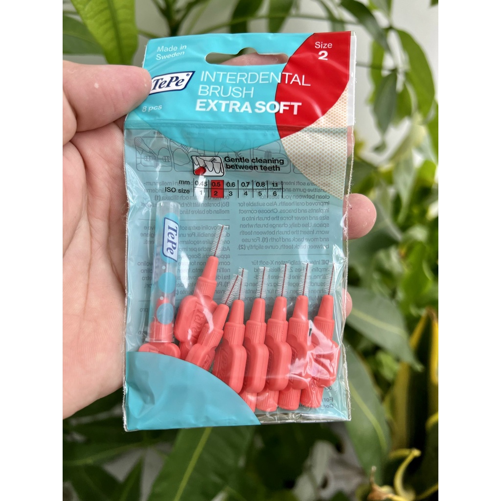 Bàn chải kẽ răng siêu mềm TEPE INTERDENTAL BRUSH EXTRA SOFT - gói 8 cái