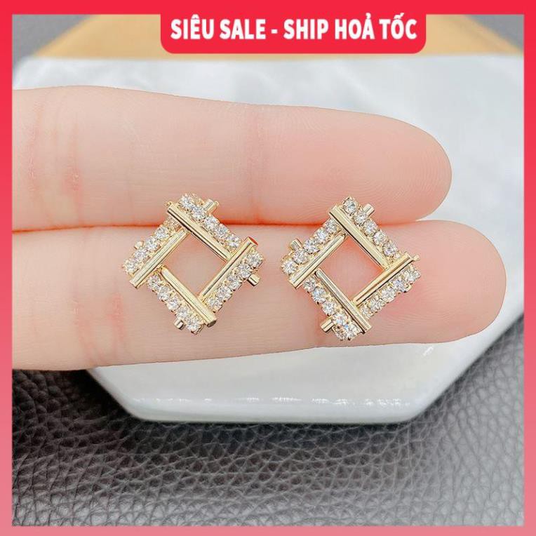 [SIÊU SALE - KÈM ẢNH THẬT] Bông tai đính đá hình thoi Hàn Quốc| Khuyên tai đẹp 2021- Wink Accessories L1AS11