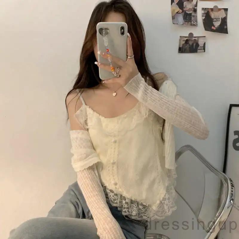 Áo Hai Dây Viền Ren Thời Trang Nữ