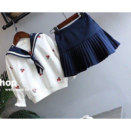 Freeship 99k TQ_Set áo váy cherry