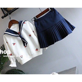 Freeship 99k TQ_Set áo váy cherry