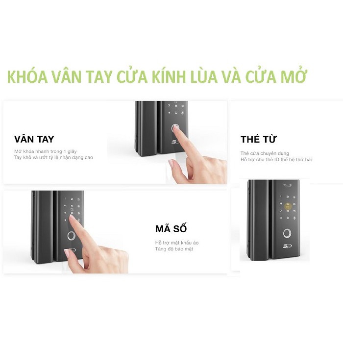 Khoá cửa vân tay 5ASYSTEMS 5A-G9 - USA - khóa cửa kính - chính hãng- giá rẻ