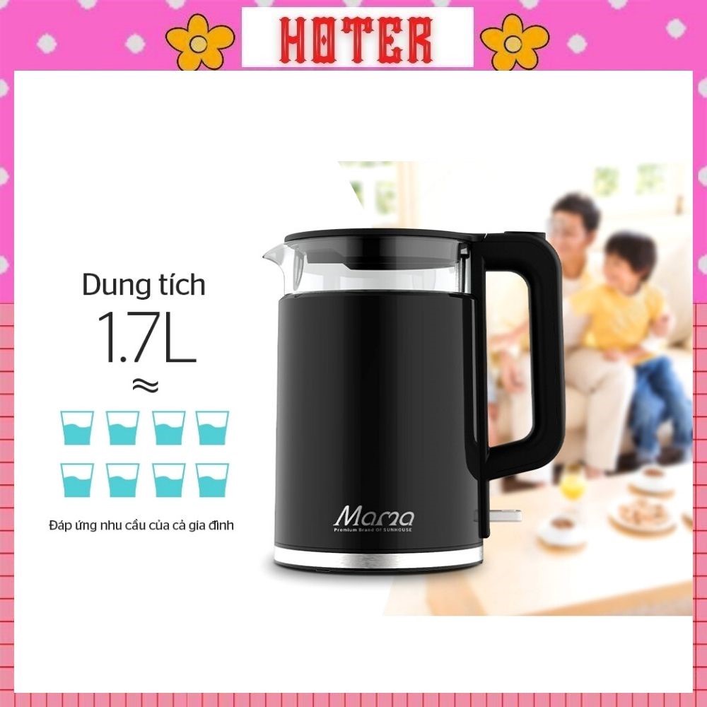 Ấm siêu tốc thủy tinh 1.7L SUNHOUSE MAMA SHD1330 được trang bị bộ điều khiển Strix đạt tiêu chuẩn Châu Âu.