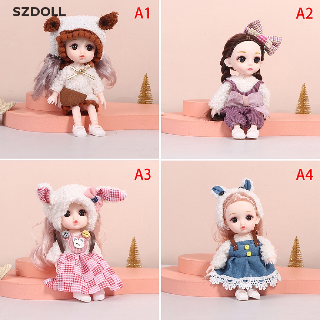 Búp Bê Mini 16cm Có Khớp Chuyển Động Kèm Quần Áo Cho Bé Gái