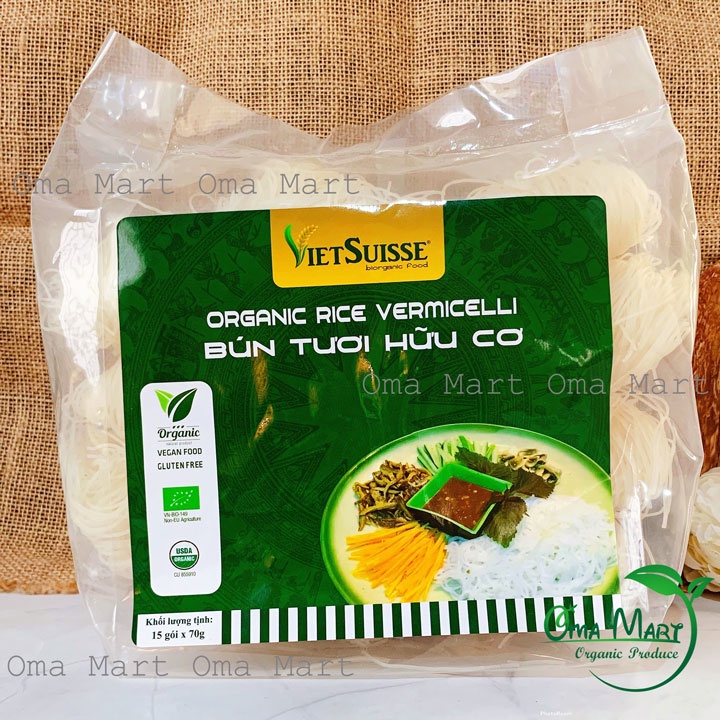 Bún tươi hữu cơ Vietsuisse (15 gói x 70g)