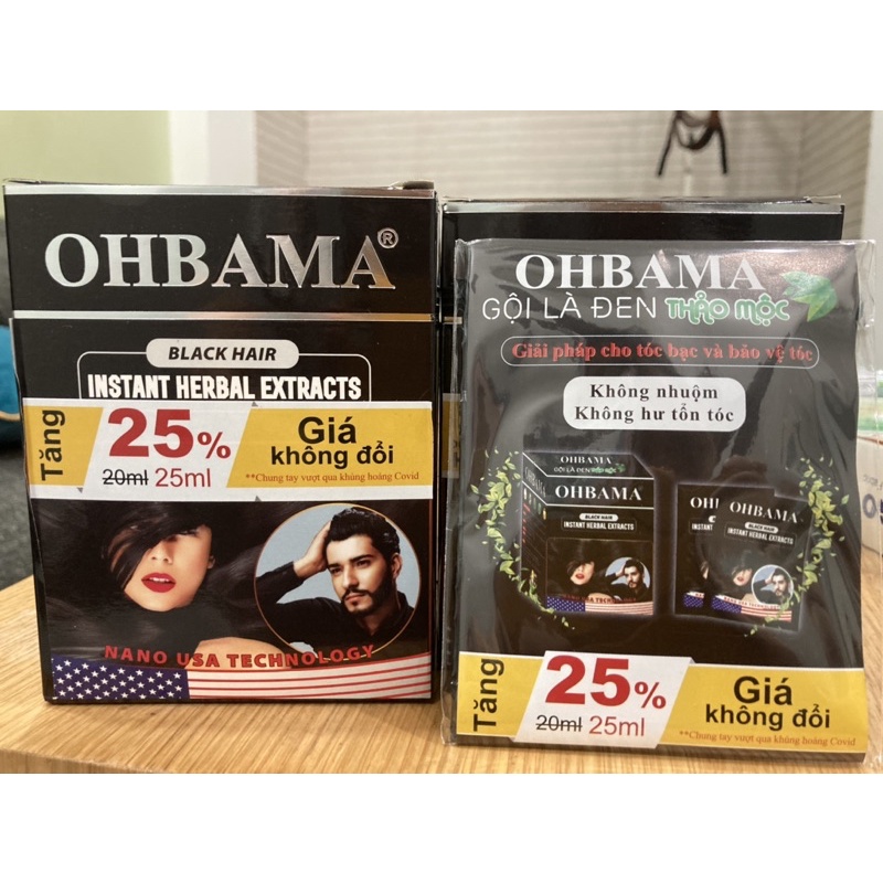 (MẪU MỚI +25ML) Ohbama hộp 10 gói gội là đen