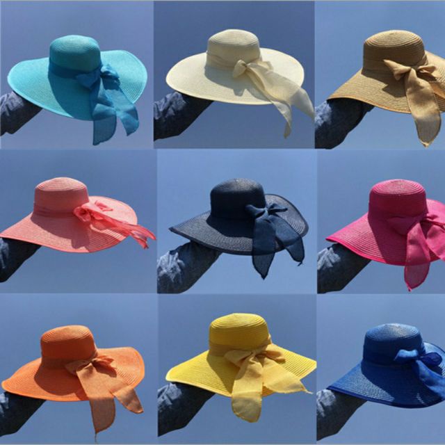 Mũ Cói Vành Rộng_Nón đi biển rộng vành thắt nơ thời trang!!