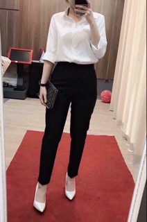 Combo áo sơmi + quần baggy công sở