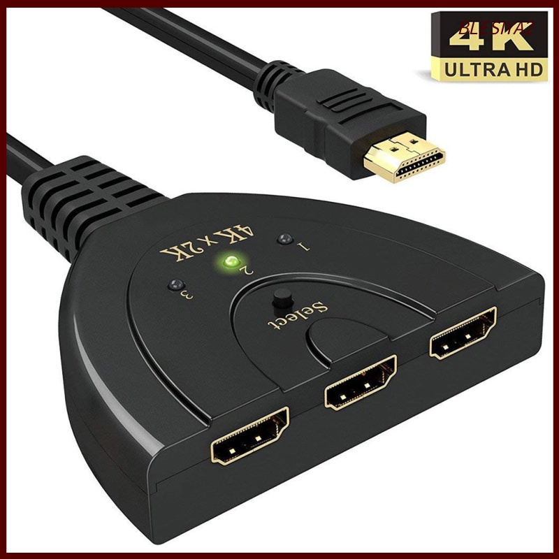 [BLESIYA2]HDMI Splitter 4Kx2K Switcher Splitter 3 in 1 Ports 4K HDMI Remote Switch