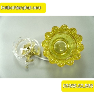 Đèn dầu thờ cúng hoa sen cao 16cm