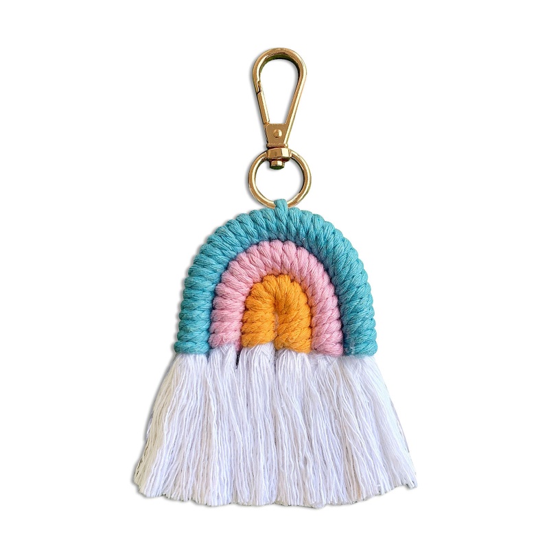 ✿ Móc Khóa Macrame Màu Cầu Vồng Phong Cách Boho Dành Cho Nam Nữ