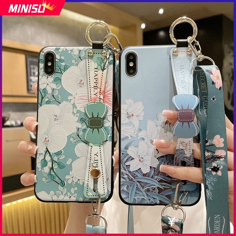 Ốp Điện Thoại Mềm Họa Tiết Hoa Vintage Có Dây Đeo Cho Samsung Note 10 10Plus 10Lite