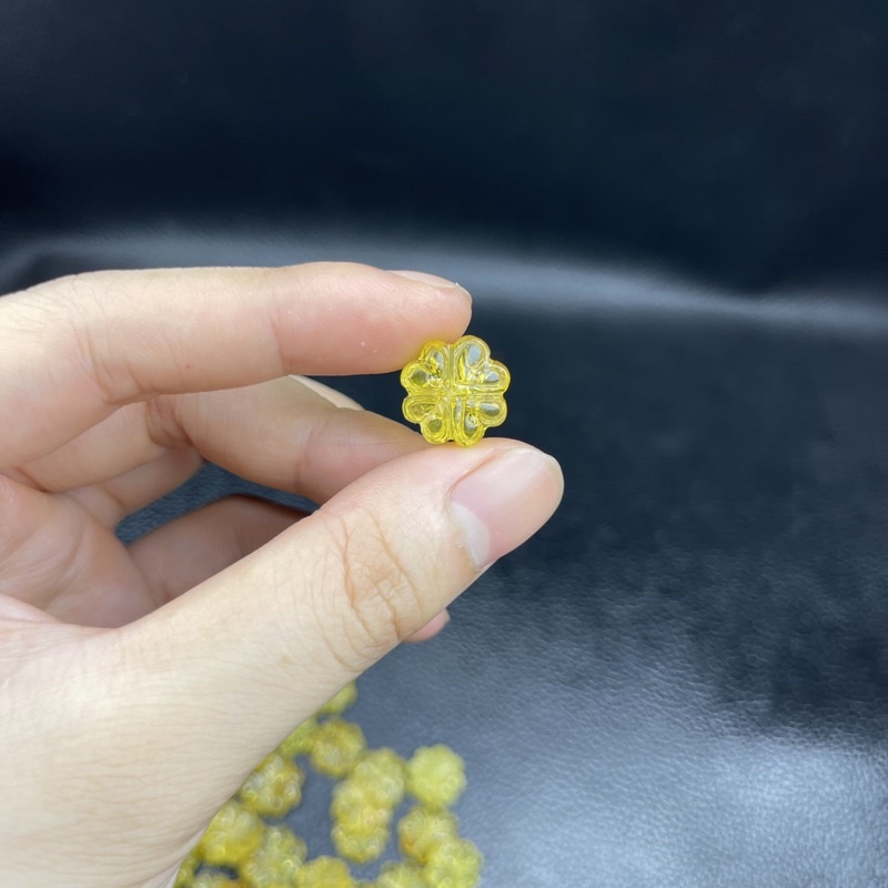 Cỏ 4 lá hổphách - dùng mix vòng tay, tết dây, vòng đá, dây cáp ☯ Hợp Ngũ Mệnh ☯ Hộ Thân, Bình An, Tài Lộc, May Mắn