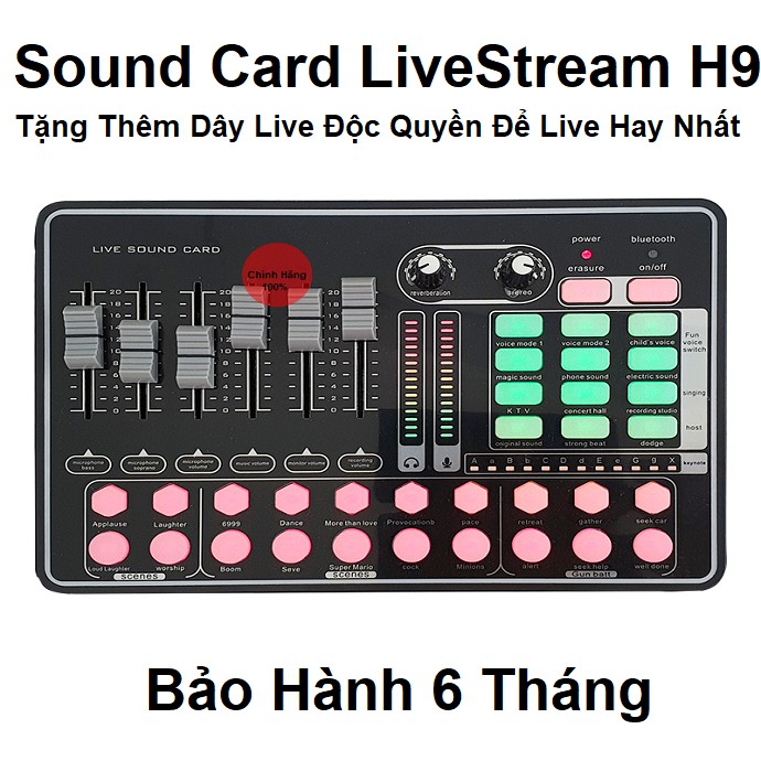 Sound Card Karaoke Live Stream H9 - Sound Card Thu Âm Hát Live Cực Hay Bảo Hành 6 Tháng