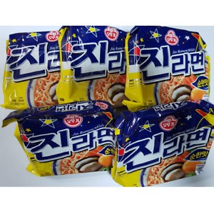Lô 5 Mì Jin Ramen Ottogi Hàn Quốc Cay Và Không Cay Gói 120Gram