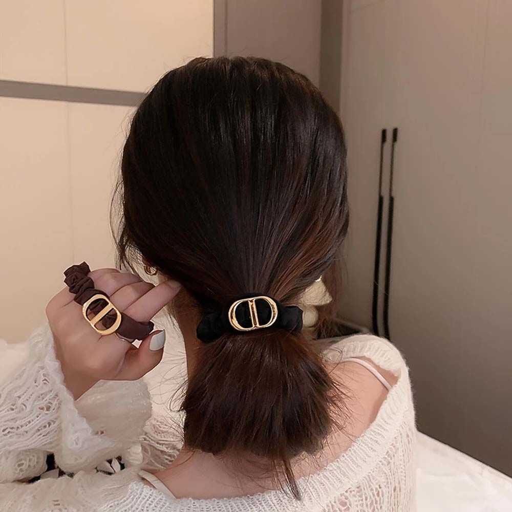 Dây buộc tóc cao su co giãn họa tiết hình học phong cách Hàn Quốc cho nữ