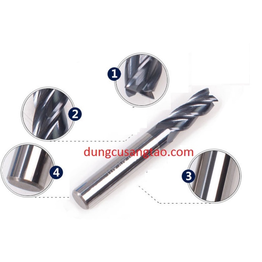 Dao Endmill carbide HX cốt 3mm / 4mm / Dao carbide 4 me xoắn phay cắt inox, sắt, đồng, nhôm