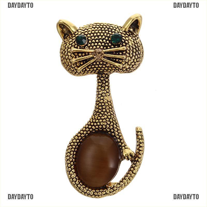 Ghim Cài Áo Hình Mèo Đính Đá Mắt Mèo Thời Trang Cho Nữ