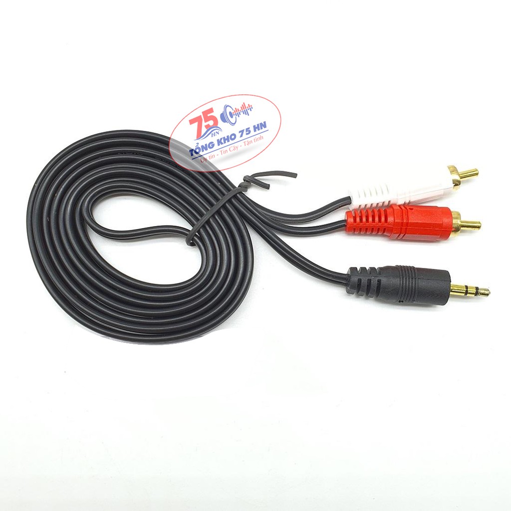 Dây loa 1 đầu 3.5mm đưa ra 2 cổng RCA AV bông sen 1.5m