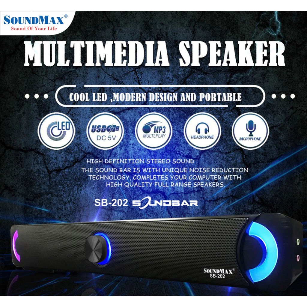 [Mã ELHACE giảm 4% đơn 300K] Loa soundbar SoundMax SB-202/2.0 -Hàng chính hãng