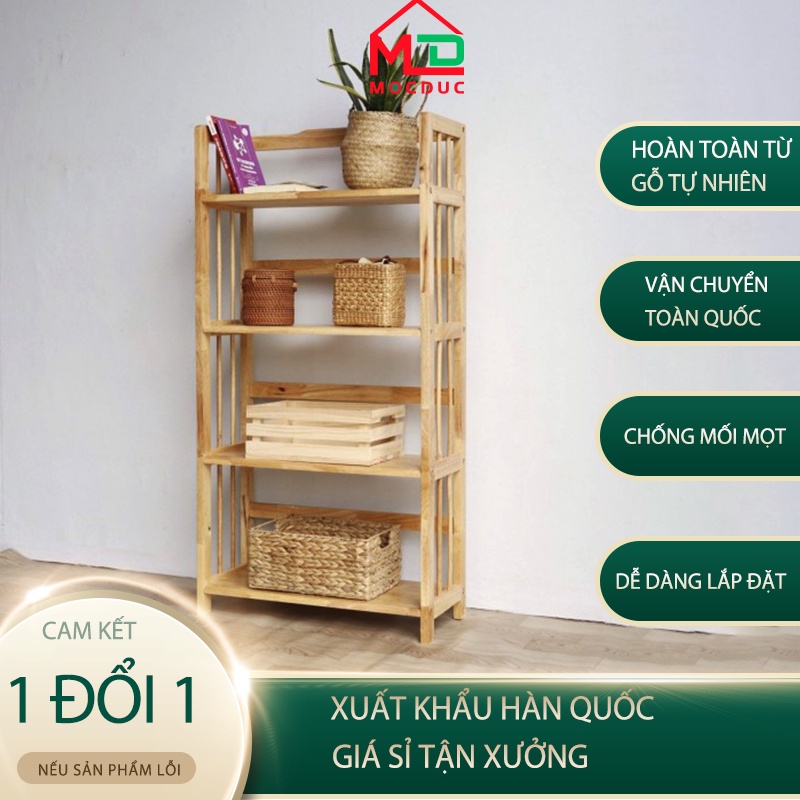 Kệ sách bằng gỗ tự nhiên nội thất phòng khách.