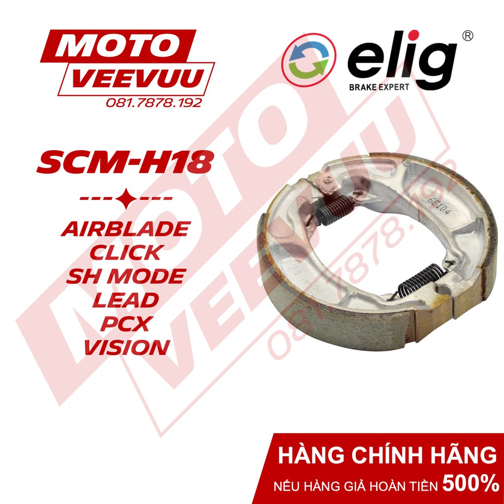 Bố thắng đùm, má phanh đùm Elig SCM-H18 Dùng cho Các dòng xe Honda 125CC