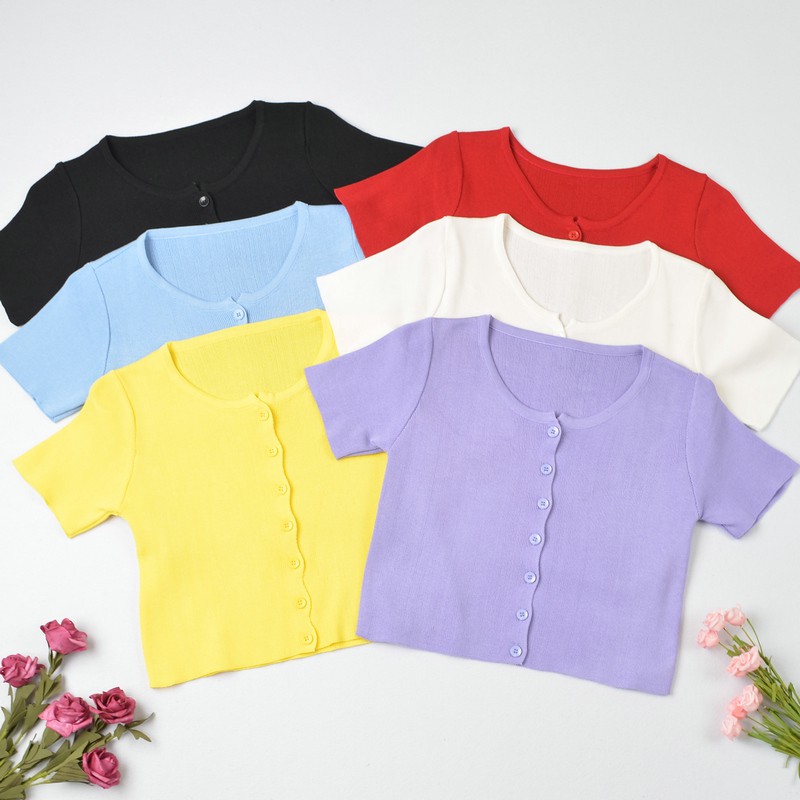 SUXI Áo Thun Cardigan Ngắn Tay Dáng Rộng Kiểu Hàn Quốc Xinh Xắn Cho Nữ