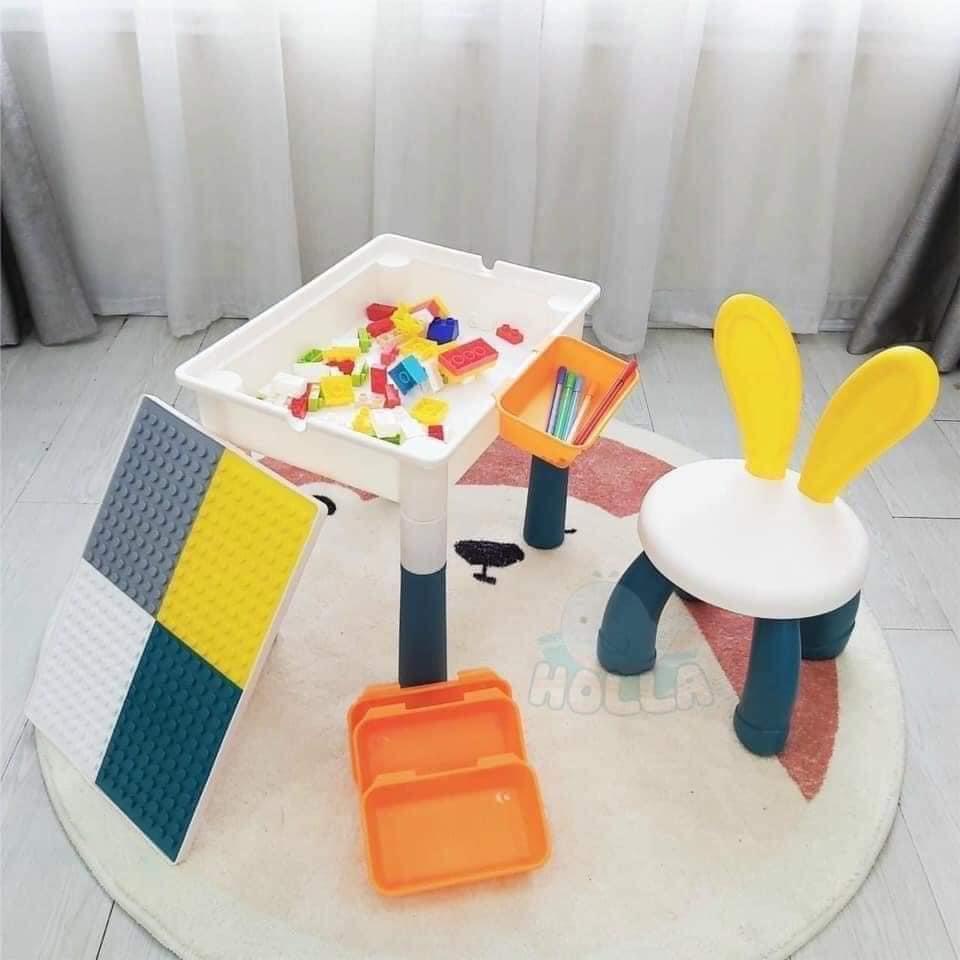 [Size lớn Tặng kèm 110CT lego] BỘ BÀN GHẾ LEGO ĐA NĂNG CÓ THỂ THÁO RỜI LÀM BÀN HỌC - Tặng ghế tai thỏ