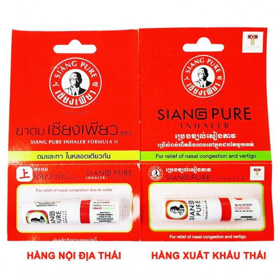 Ống hít thông mũi 2 đầu - Siang Pure Inhaler 2 in 1 thái lan