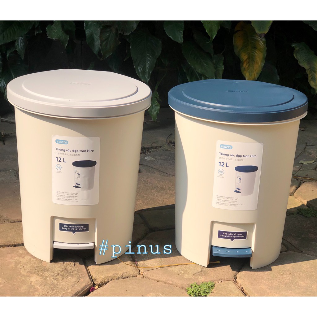Thùng rác nhựa Hiro Inochi nắp tròn đạp chân dung tích 6L-12L