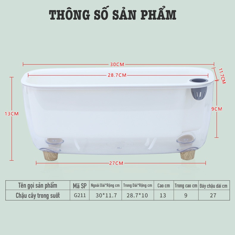 Chậu cây để bàn Oliz Gerta 211. Chậu trồng cây thông minh tự tưới