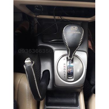 BỌC CẦN SỐ + TAY PHANH HONDA CIVIC AT 2007-2016  . DA BÒ THẬT. KHẮC LOGO THEO XE, NHIỀU MÀU SẮC