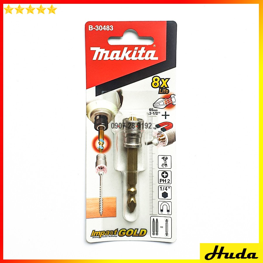 Bộ mũi vít và nam châm tăng lực hút Makita Impact Gold B-30483