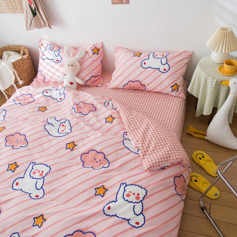 Bộ chăn ga gối cotton poly Emmidecor - mẫu Gấu Kute