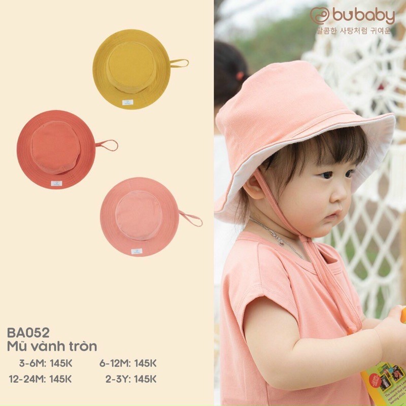 [Bu] Mũ vành tròn Bu vải bambo cotton 2 lớp cực mềm, mát cho bé mẫu hè 2021