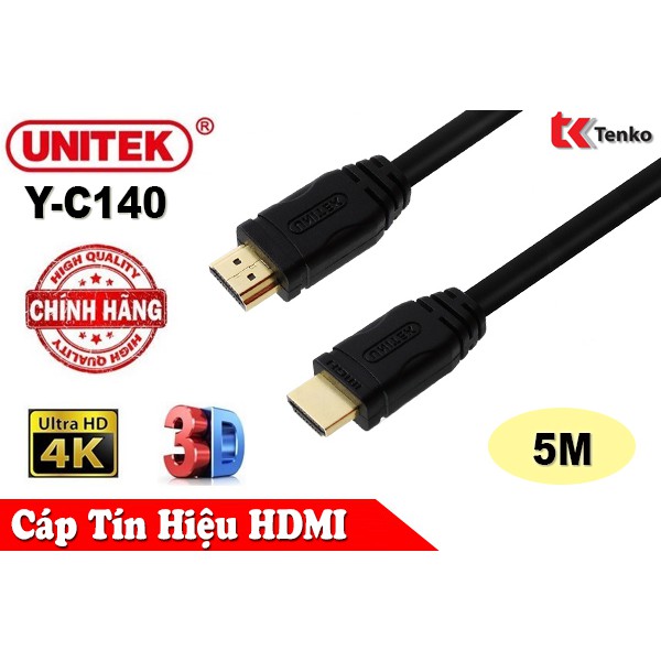 Cáp HDMI 5m hỗ trợ 3D, 4K x 2K Unitek Y-C140