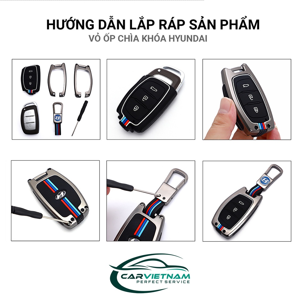 Ốp Chìa Khóa Xe Ô Tô Hyundai Tucson/ i10/ Elantra Hợp Kim Cao Cấp - Ốp Bảo Vệ Chìa Khóa Xe Hơi [TẶNG 5 Viên Rửa Kính]